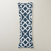 Blauw en wit abstract geometrisch patroon lichaamskussen (Voorkant Verticaal)