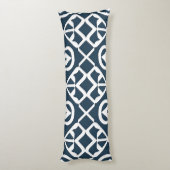 Blauw en wit abstract geometrisch patroon lichaamskussen (Achterkant (Verticaal))