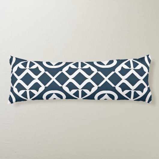 Blauw en wit abstract geometrisch patroon lichaamskussen (Voorkant)