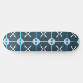 Blauw en wit abstract geometrisch patroon persoonlijk skateboard (Horizontaal)