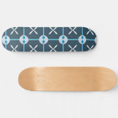 Blauw en wit abstract geometrisch patroon persoonlijk skateboard (Horizontaal)