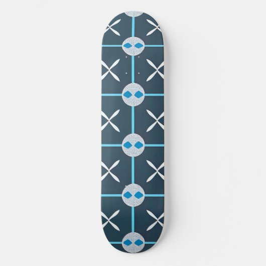 Blauw en wit abstract geometrisch patroon persoonlijk skateboard (Voorkant)