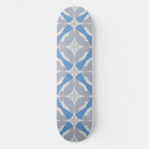 Blauw en wit abstract geometrisch patroon persoonlijk skateboard
