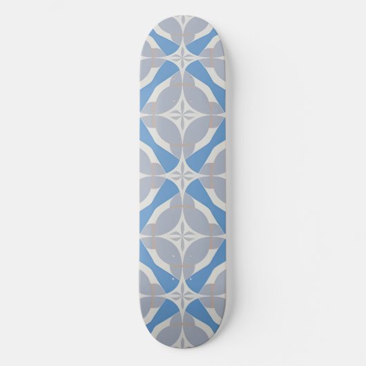 Blauw en wit Abstract geometrisch patroon Persoonlijk Skateboard (Voorkant)