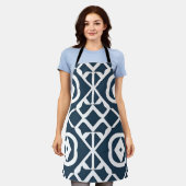Blauw en wit abstract geometrisch patroon schort (Gedragen)