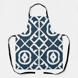 Blauw en wit abstract geometrisch patroon schort