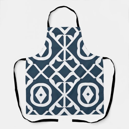 Blauw en wit abstract geometrisch patroon schort (Voorkant)