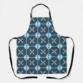 Blauw en wit abstract geometrisch patroon schort