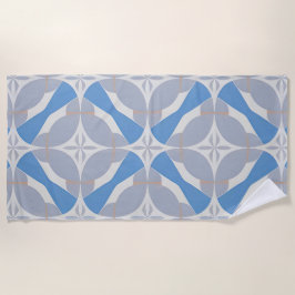 Blauw en wit abstract geometrisch patroon strandlaken