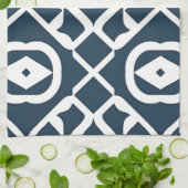 Blauw en wit abstract geometrisch patroon theedoek (Gevouwen)