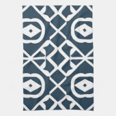 Blauw en wit abstract geometrisch patroon theedoek (Verticaal)