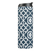 Blauw en wit abstract geometrisch patroon thermosbeker (Gedraaid links)