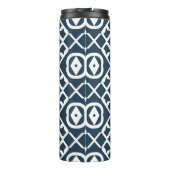 Blauw en wit abstract geometrisch patroon thermosbeker (Achterkant)