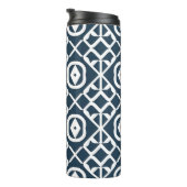 Blauw en wit abstract geometrisch patroon thermosbeker (Geroteerd rechts)