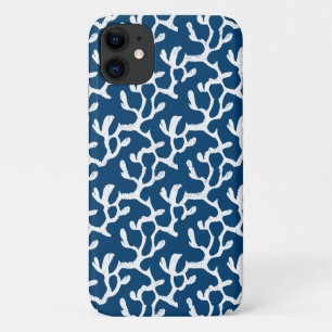 Blauw en wit Abstract koraal, herstellend patroon Case-Mate iPhone Case