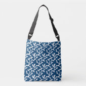 Blauw en wit Abstract koraal, herstellend patroon Crossbody Tas (Voorkant)