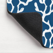 Blauw en wit Abstract koraal, herstellend patroon Muismat (Hoek)