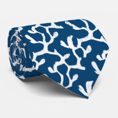 Blauw en wit Abstract koraal, herstellend patroon Stropdas (Opgerold)
