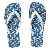 Blauw en wit Abstract koraal, herstellend patroon Teenslippers (Voetbed)