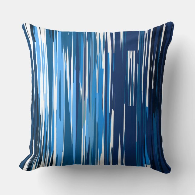 Blauw en wit abstract kussen (Voorkant)