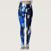 Blauw en wit Abstract Leggings (Voorkant)