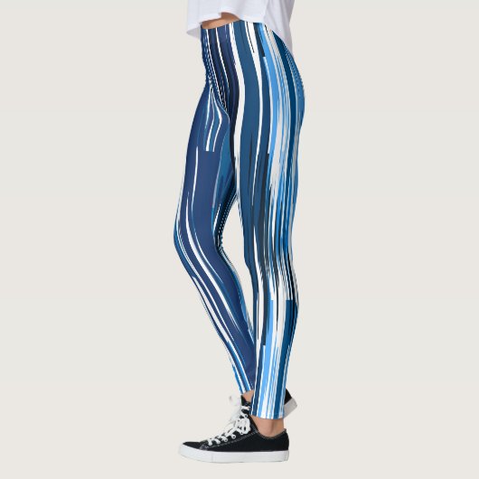 Blauw en wit Abstract Leggings (Links)