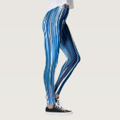 Blauw en wit Abstract Leggings (Rechts)