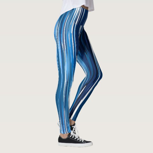 Blauw en wit Abstract Leggings (Rechts)