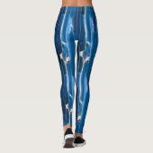 Blauw en wit Abstract Leggings (Achterkant)