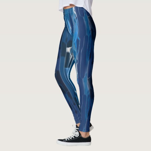 Blauw en wit Abstract Leggings (Links)