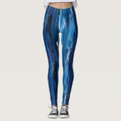 Blauw en wit Abstract Leggings (Voorkant)