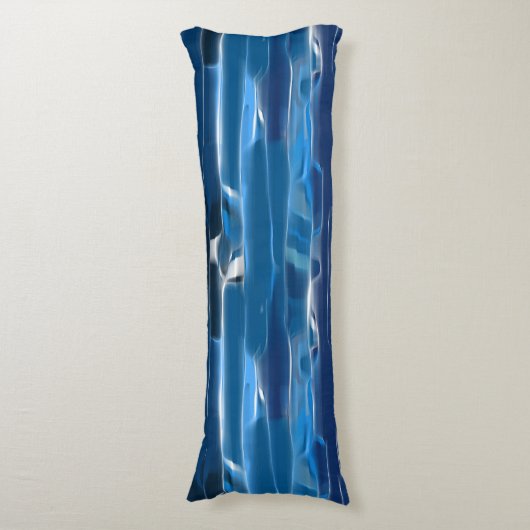 Blauw en wit abstract lichaamskussen (Voorkant Verticaal)