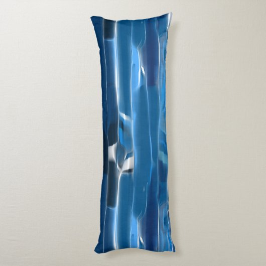 Blauw en wit abstract lichaamskussen (Achterkant (Verticaal))