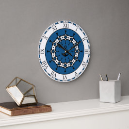 Blauw en wit abstract scheepsanker grote klok
