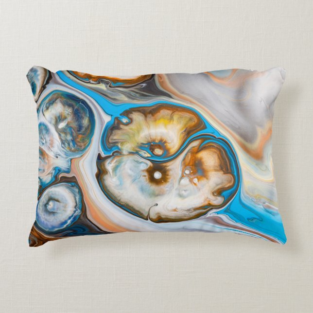 Blauw en wit abstract schilderij accent kussen (Voorkant)
