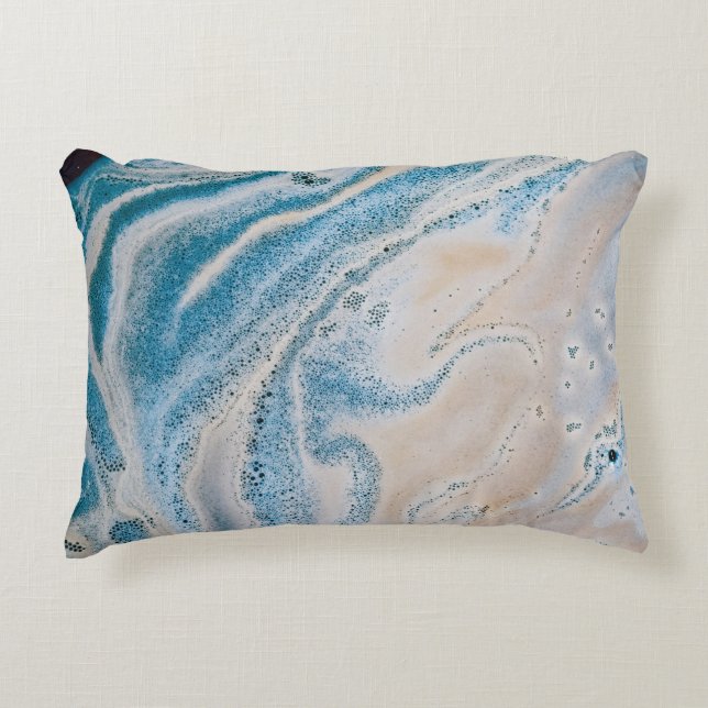 Blauw en wit abstract schilderij accent kussen (Voorkant)