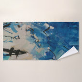 Blauw en wit abstract schilderij badhanddoek (Badhanddoek)
