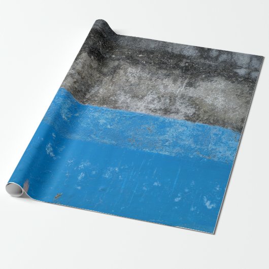 Blauw en wit abstract schilderij cadeaupapier (Uitgerold)