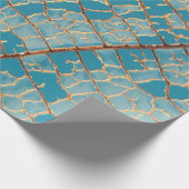 Blauw en wit abstract schilderij cadeaupapier (Hoek)