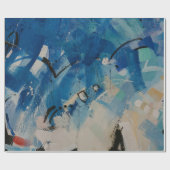 Blauw en wit abstract schilderij cadeaupapier (Vlak)