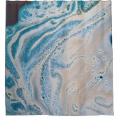 Blauw en wit abstract schilderij douchegordijn (Voorkant)