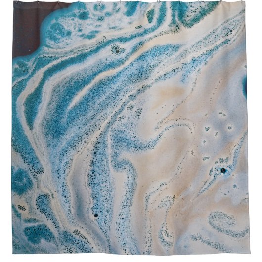 Blauw en wit abstract schilderij douchegordijn (Voorkant)