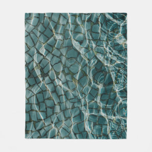 Blauw en wit abstract schilderij fleece deken