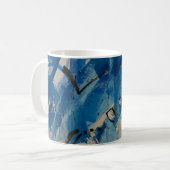 Blauw en wit abstract schilderij koffiemok (Voorkant links)