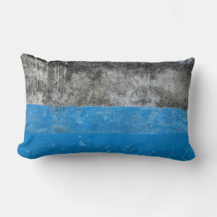 Blauw en wit abstract schilderij kussen