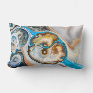 Blauw en wit abstract schilderij kussen