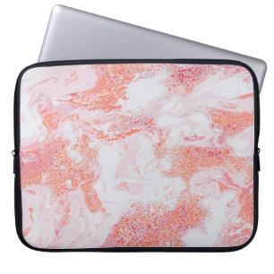 Blauw en wit abstract schilderij laptop sleeve