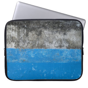 Blauw en wit abstract schilderij laptop sleeve
