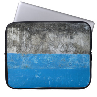 Blauw en wit abstract schilderij laptop sleeve