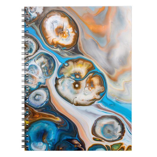 Blauw en wit abstract schilderij notitieboek (Voorkant)